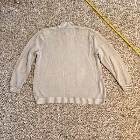 Vintage Eddie Bauer Half Zip Sweater XXL Cream Cotton Knit Pullover Made in USA - Picture 6 of 9
